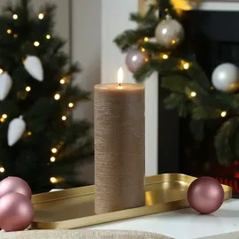 uYuni LED Kerze PIA Uyuni Rustik-Optik Echtwachs Timer H: 20cm bis 1000Std.