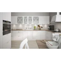 L-Form Küchenzeile TIVOLI Küchenblock 365x228cm weiß Front signalweiß semi matt