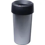 Vileda Abfallbehälter Iris 50l rund mit Trichterdeckel metallic/schwarz,