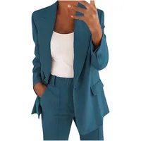 AACH Hosenanzüge für Damen Elegant Blazer Anzug Set Einfarbig Streetwear Zweiteilig Hosenanzug Business Modern Anzughose Revers Slim Fit Sportlich Büro Outfit - M