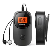 Tekoo UKW Taschenradio tragbar Mini Radio mit LCD-Display & Gürtelclip UKW-Radio (UKW-Empfang, Senderspeicherung, automatischer Sendersuchlauf, 2,45 W, DSP-Chip für stabilen Empfang, orangefarbene Hintergrundbeleuchtung) schwarz