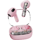 STREETZ T150 In Ear Headset Bluetooth® Stereo Pink, Transparent Headset, Ladecase, Lautstärkeregel