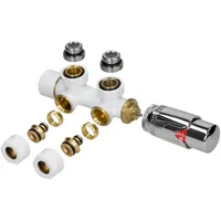 Luxebath Ventil-Armaturen Set Multiblock Weiß Eckform mit Thermostatkopf
