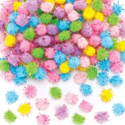 Selbstklebende Glitzer Pom Poms in Pastellfarben  (pro Set 150) Bastelmaterial