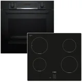 Bosch HERDSET Bosch Backofen Teleskopauszug + Induktionskochfeld autark 60 cm NEU - Schwarz