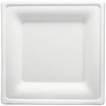 Wisefood 50 Teller - Zuckerrohr Teller - 16 cm (quadratisch, weiß) Bagasse