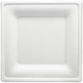 Wisefood 50 Teller - Zuckerrohr Teller - 16 cm (quadratisch, weiß) Bagasse