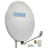 Schwaiger Satellitenschüssel Komplettset - Ø 88 cm Aluminium Offset Antenne in Hellgrau