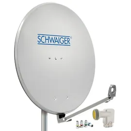 Schwaiger Satellitenschüssel Komplettset - Ø 88 cm Aluminium Offset Antenne in Hellgrau