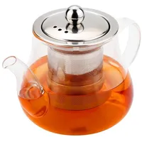 LuxusKollektion Teekanne Teekanne Glas Edelstahl Filter Loseblatt Tee Kräuter 800 ml beige