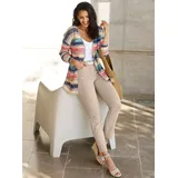 Sieh an! Ajourstrickjacke in sesam-apricot-gemustert | Gr.: 50