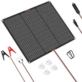MHPOWOS 50W 12V Solar-Autobatterie-Ladegerät, Solarpanel Maintainer Tragbar Wasserdicht Power Solar-Erhaltungsladegerät für Boot Automotive Wohnmobil mit Alligator Clip