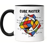 Hey!Print Cube Master Zauberwürfel Tasse Schwarz Rubik Cube Magic Würfel Retro Rubi Vintage Nerd