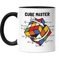 Hey!Print Cube Master Zauberwürfel Tasse Schwarz Rubik Cube Magic Würfel Retro Rubi Vintage Nerd