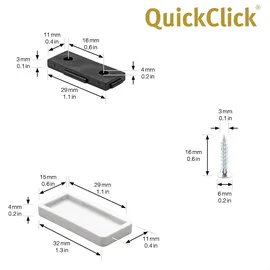 QuickClick Wagner QuickClick® Kunststoffgleiter Stuhlgleiter 4er-Set zum Anschrauben - 4X Basis + 8X Schraube + 4X Gleitaufsatz austauschbar - Kunststoff Hyper - Einsatz 32 x 15 mm - Made in DE - 15782900