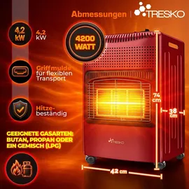 TRESKO Heizstrahler 4,2 kW rot