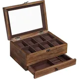 Rootz Uhrenbox – Uhrenbox mit 8 Fächern – Uhrenaufbewahrungsbox – Uhren-Organizer-Box – Uhrenbox aus Holz – Luxus-Uhrenbox – Reise-Uhr...