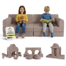 Juskys Kindersofa Kayo 90 x 200 cm Polyester rosa