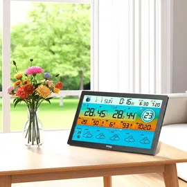 ideoon WLAN Funk Wetterstation mit XXL-Farb-Display Schwarz