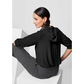 Madeleine Langarmbluse Schlupfbluse mit Kapuze Beige 42