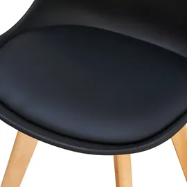 Svita Mats 2er Set Esszimmerstühle Küchenstühle Holz Lehne Kunstleder Schwarz