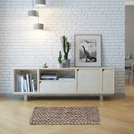 Relaxdays Jute Teppich, 60x90 cm, handgewebter Teppichläufer, Naturfasern, Läufer Flur, Wohnzimmer, Küche, beige/schwarz