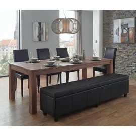Mendler Sitzbank Kriens XXL Schwarz 180 x 45 x 45 cm