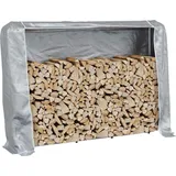vidaXL Brennholzregal mit Regenschutz 200x25x150 cm Verzinkter Stahl, - Silber