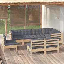 vidaXL Garten-Lounge-Set 8-tlg. grau Kiefer