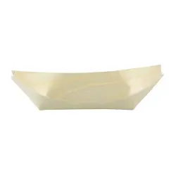 Greenbox Snackschalen Holzschiffchen, Holz, Hochwertige Snacktrays mit natürlicher Maserung in Schiffchenform, 1 Packung = 100 Stück, Länge: 17 cm
