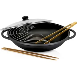 Wok »Aluguss Wok mit Glasdeckel LEIPZIG, 36 cm«, Aluminiumguss, (1 tlg.), hochwertige Antihaft-Versiegelung, 222540-0 schwarz Ø 36 cm + Höhe 10 cm
