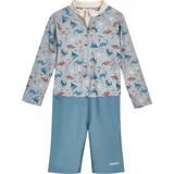 Playshoes Kinder Badeeinteiler "UV-Schutz Einteiler 1/1 Arm Dino allover" in Blau | Gr.: 74/80