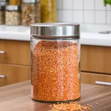 GAUMENKICK Vorratsdose M Glas mit Edelstahldeckel - 1,25 Liter - D: 11cm - H: 17cm
