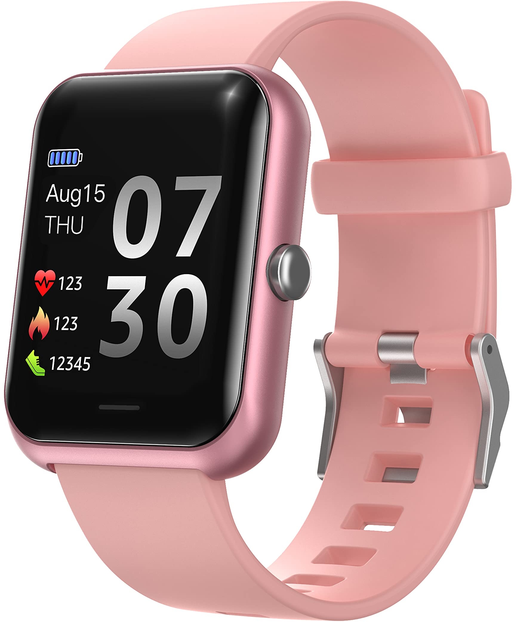 SUPBRO Smartwatch Fitness Armband Tracker Voller Touch Screen Uhr IP68 Wasserdicht Armbanduhr Smart Watch mit Schrittzähler Pulsmesser Stoppuhr für Damen Kinder Sportuhr für iOS Android (Rosa)