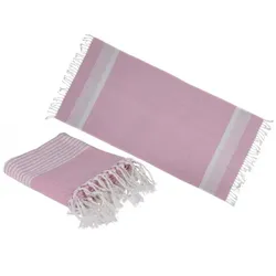 ootb Rosa/Weißes Fouta-Hamamtuch (für Sauna & Strand)