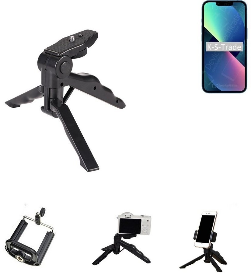K-S-Trade für Apple iPhone 13 mini Smartphone-Halterung, (Stativ Tisch-Ständer Dreibein Handy-Stativ Ständer Mini-Stativ) schwarz