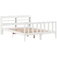 VidaXL Massivholzbett ohne Matratze Weiß 140x190 cm Kiefernholz