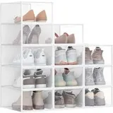Schuhboxen 12er Set mit Tür 33,2 x 23 x 14,5 cm transparent-wolkenweiß