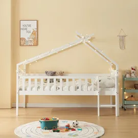 [en.casa] Hausbett Sotkamo 90 x 200 cm Kiefer massiv weiß