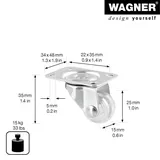 Wagner System GmbH WAGNER Möbelrolle/Lenkrolle / Ø 25 mm, transparent, Stahl verzinkt, Anschraubplatte, Tragkraft 15 kg Ø 01215501