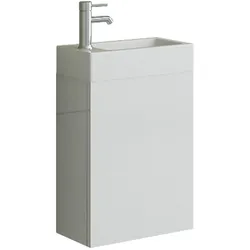AARAU Badset Gäste WC Badmoebel weiss Hochglanz Waschbecken schmal SMC klein Waschtisch Unterschrank