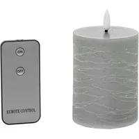 Set mit 4 Wachskerzen mit LED und Fernbedienung, Grau, 7,5 x 7,5 x 10 cm