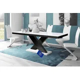 Design Esstisch HE-888 Weiß Hochglanz / Schwarz Hochglanz ausziehbar 160 cm bis 210 cm Esszimmertisch für bis zu 10 Personen Hochglanz Funktionstisch modern vielseitig Esszimmer erweiterbar zeitlos