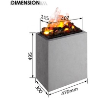 Balderia Elektrokamin betongrau Ikaros flach 51 x 47 cm