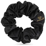 Crystallove Seide Haargummi - Scrunchie - Schwarz - Premium - Haarschmuck für Damen, Mädchen - Elastisch Zubehör - Weich - Pferdeschwanzhalter für den Täglichen Gebrauch