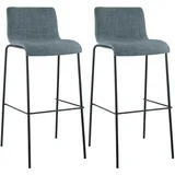 CLP Barhocker 2er Set mit Lehnen stapelbar Metall 150 kg belastbar  blau/schwarz