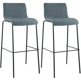CLP Barhocker 2er Set mit Lehnen stapelbar Metall 150 kg belastbar  blau/schwarz