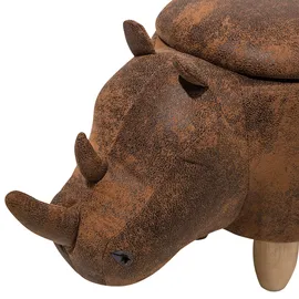 Beliani Tierhocker mit Stauraum Kunstleder 60 x 35 x 32 cm Braun