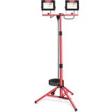 HYCHIKA LED Baustrahler Arbeitsstrahler mit Stativ 2x60W, LED Strahler 2x7000 Lumen,1.75M Einstellbar Teleskopisch, 360°Grad Drehung 3M Kabel