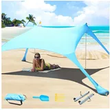 LuxusKollektion Strandmuschel Strandzelt Pop-Up Lycra 2x2.1m Blau Sonnenschutz UPF 50 blau